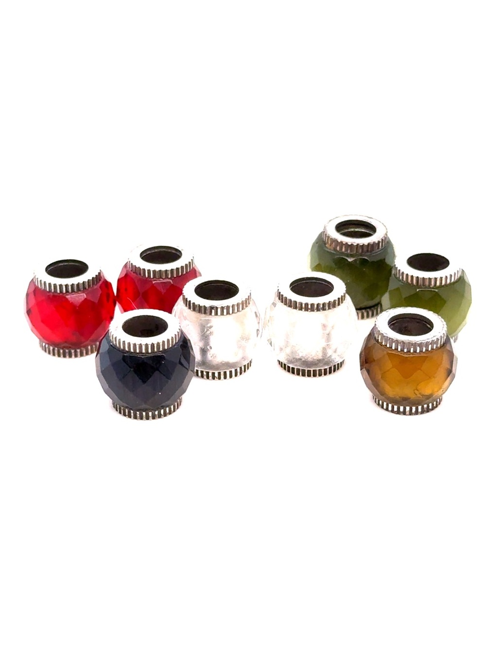 Brighton Multicolor Faceted Glass Spacer Beads - Red, Black, Clear, Green, Amber